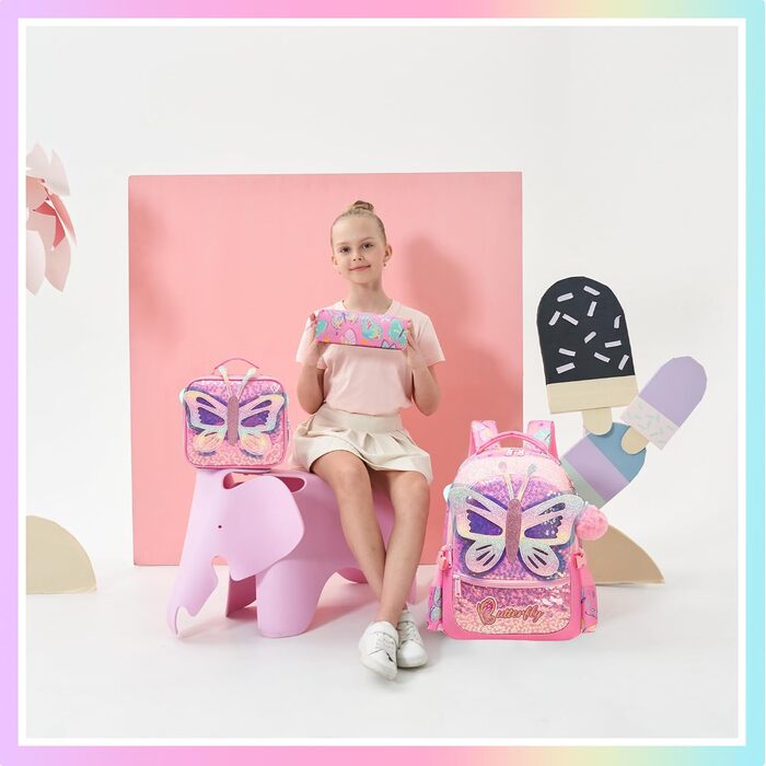 Шкільний рюкзак для дівчаток HTgroce 3 клас. Рожевий рюкзак з метеликом