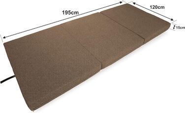 Складаний матрац Sunnypillow Premium 120x195x15 см, трисекційний, знімний чохол, коричневий, товстий пінополіуретан, гостьовий та дорожній