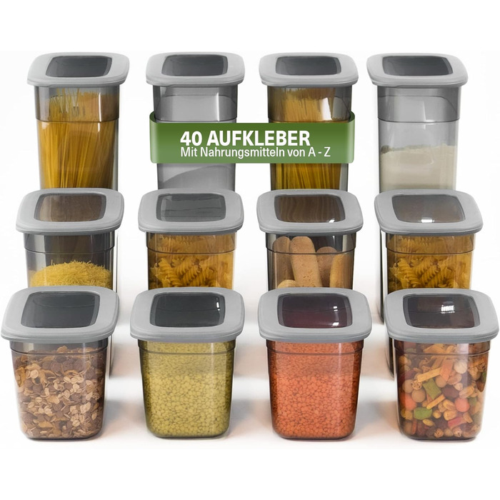 Набір контейнерів для зберігання продуктів з кришкою (12 шт.) – герметичні, кутові, BPA-free. Ідеально для борошна, мюслі, цукру. Органайзери для кухні