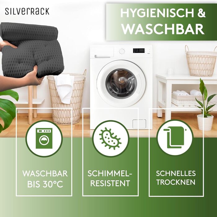 SilverRack Bathtub Pillow MEDIUM-SOFT [White 4D] - Neck Pillow for Bathtub with Suction Cups as Bathtub Accessory - Pillow for Bathtub - Bath Pillow with Ergonomic Fit (Z 1 Dark Grey)