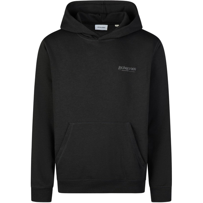 Чоловічий худі Jack & Jones Relaxed Fit з принтом JWHINTERLUDE, великі розміри (Plus Size), чорний