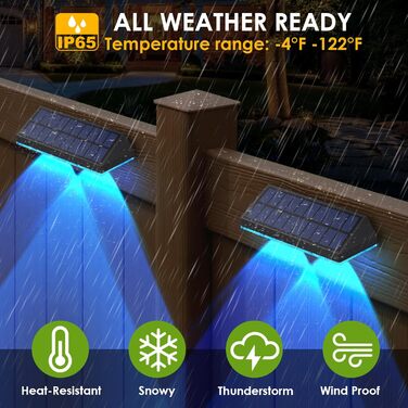 Outdoor Solar Lights - Waterproof Garden Lamps with LED for Terrace, Garden, Steps & Stairs, 2 Modes (Warm White/Color Changing) - 6 Pack