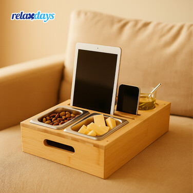 Relaxdays Couchbar with Snack Bowls