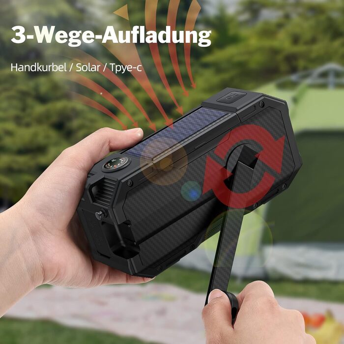 Портативне радіо Libovgogo DF-588D DAB+ FM з Bluetooth, водонепроникний корпус, сонячна панель, Powerbank 4000mAh, ліхтарик, стробоскоп, нічник, будильник