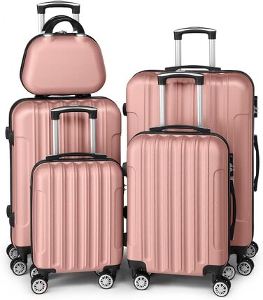 Набір валіз LEADZM 5 в 1: дорожній набір з косметичною сумкою, жорсткий кейс з ABS, телескопічна ручка, ручна поклажа (Турквіс)