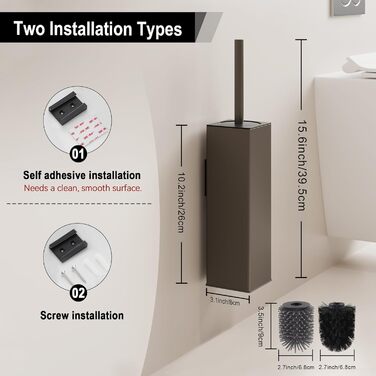 Настінна щітка для унітазу BVL з тримачем, без свердління, з силіконовими насадками (білий матовий)