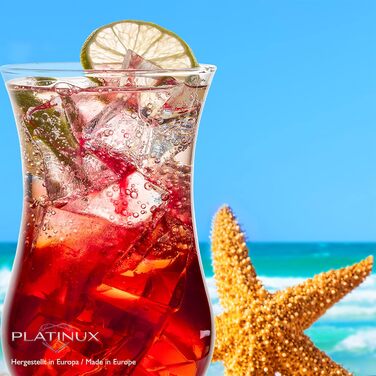 Набір келихів для коктейлів PLATINUX 6 шт, 400 мл (max 470 мл), скляні келихи для лонг дринків, харікейн, великі, прозорі