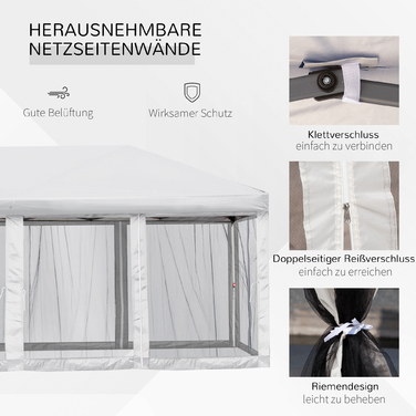 Павільйон Outsunny, розкладний, для саду, Pop-Up, 5,9x2,95x2,5м, сталевий каркас, Oxford-тканина з сіткою, з сумкою для перенесення, кремово-білий, для вечірок та заходів у саду