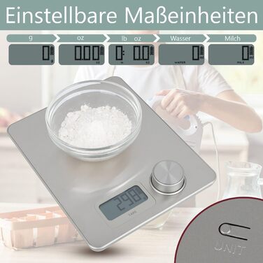 Кухонні ваги ProfiCook® PC-KW 1263: цифрові, без батарей, з тарою, 1г - 5кг