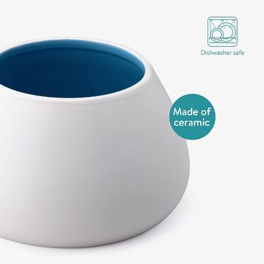 Навіс для корму Navaris Design з кераміки - велика миска для собак - годівниця для собак - миска для кокер-спанієля та собак з довгими вухами - миска для собак з довгими вухами біло-блакитна