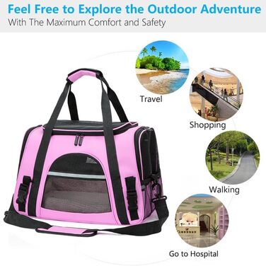 Транспортна переноска для собак та котів, складана, з м'якою підстилкою (рожева)