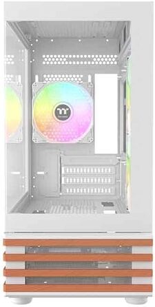Корпус Thermaltake TG ARGB Micro-Tower з темперованим склом, 3 вентилятори ARGB, підтримка водяного охолодження 240/280мм, білий (View 170 Wood, Snow)