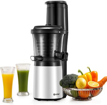 Wiltal | Slow Juicer | Vegetable and Fruit Extractor | With 76 mm Opening | Electric Juicer for Fruit | Quiet Motor | Easy to Clean | JC-280 | 150 Watts | BPA Free | White