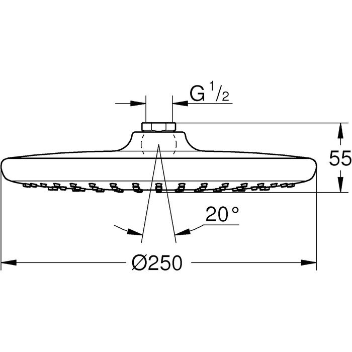 GROHE Vitalio Start 250 Showerhead (water-saving, anti-limescale system, durable surface), chrome, 26815000
