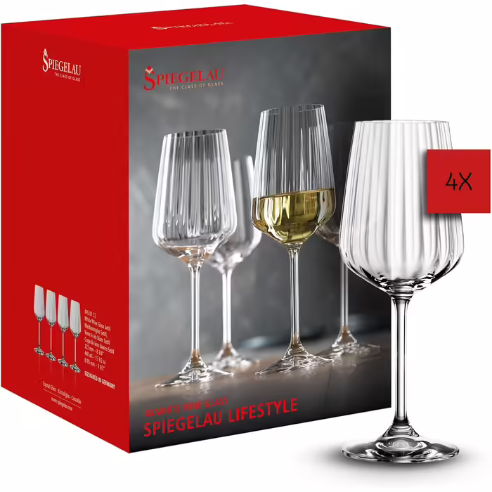 Spiegelau White Wine Glasses, Set of 4, 440 ml, LifeStyle, 4450172, Crystal Glass Wine Glass, Dishwasher-Safe, Clear