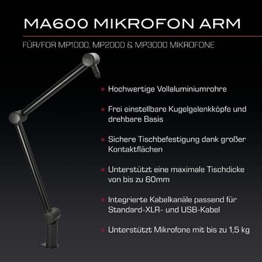 DOCKIN® MP2000: USB мікрофон-конденсатор для ПК, геймінгу, подкастів та стрімінгу. Якісний мікрофон з міцним кріпленням для запису звуку. Преміум звук та повний комплект.