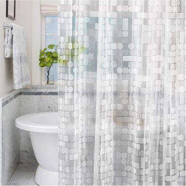 Шторка для душу LEMON CLOUD з антигрибковим покриттям та магнітною нижньою фіксацією, 183x200 см, водонепроникна, антибактеріальна, PEVA, з 12 кільцями, геометричний дизайн