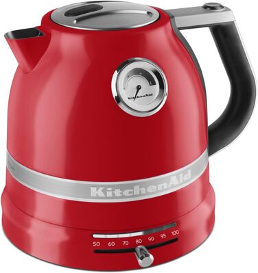 KitchenAid Kettle with temperature setting from 50 to 100°C | Tea kettle with temperature display and scale filter 1.5L | Electric 2400 Watt | Stainless steel (Empire Red) 1.5 Liter Red