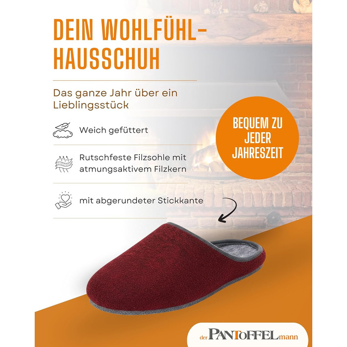 Фетрові домашні тапочки Pantoffelmann: стильні, теплі, дихаючі (36-48)