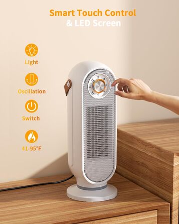 Електричний обігрівач Black - портативний нагрівач для дому та офісу, 1500W з термостатом, тихий, з поворотним перемикачем