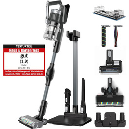 Бальтер Верту X11 PRO: Бездротовий пилосос з функцією миття підлоги, акумуляторний, 350W, до 50 хв роботи, без мішка, гнучкий з'єднувальний елемент, LED-насадка, для видалення шерсті тварин