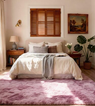 Килим круглий 100 см, миючий, антиковзний, високий ворс, для дитячої кімнати, м'який плюшевий килим (Батік Рожево-ліловий, 160x230 см, прямокутний)