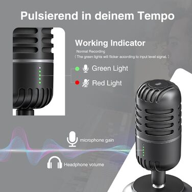 Мікрофон USB для ПК, PS4, PS5: ігровий, для стрімінгу, подкастів та запису звуку. Підходить для Mac та Windows