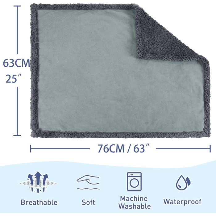 Водонепроникний килимок для собак Kritter Planet, м'який килимок для тварин, захист дивану та автокрісла, 120x150 см, сірий (76x63 см)