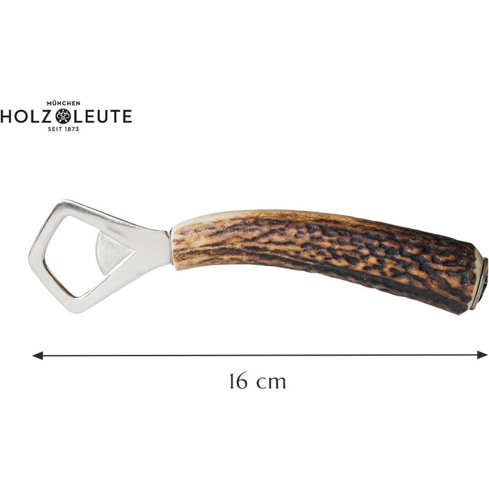 Bottle opener made of stag horn, with a handle made of genuine horn, traditional-style capsule opener, silver-plated decorative cap with edelweiss motif, ideal for traditional dress enthusiasts and hunters, as well as for a rustic home.