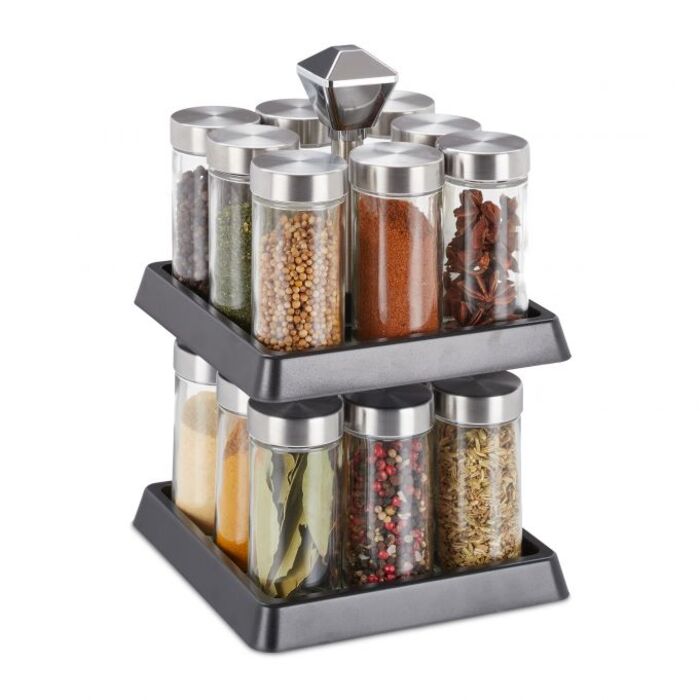 Relaxdays Rotating Spice Carousel with 16 Jars