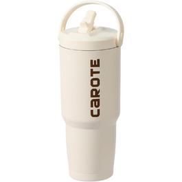 CAROTE Stainless Steel Water Bottle with Straw 960ml, Vacuum Thermos Bottle with Flexible Lid, Leak-Proof, BPA-Free, Double-Walled Insulated Bottle for Hot and Cold Drinks (White)