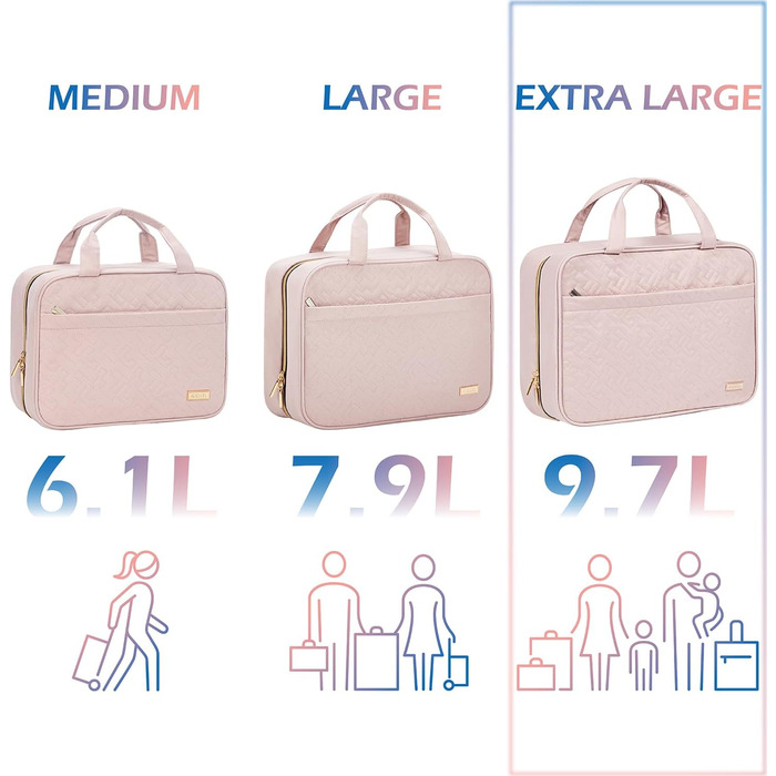 Органайзер для подорожей NISHE для жінок, сумка-органайзер для шампунів, кондиціонерів, пензликів, великого та малого розміру, рожевий (M)