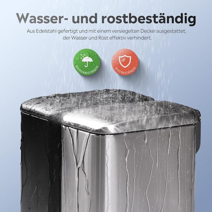 Відро для сміття WLIVE з нержавіючої сталі, 5л, з педальним механізмом та м'яким закриттям, для кухні, спальні, офісу, срібного кольору