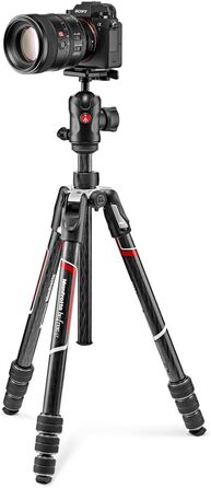 Компактний дорожній штатив Manfrotto Befree Advanced з кулястою головкою та важелем блокування, алюміній, для DSLR та бездзеркальних камер (GT Twist Black)