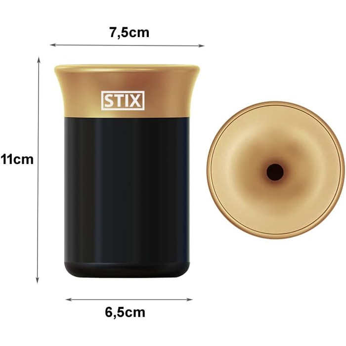STIX-Becher Auto Aschenbecher (2-piece SET) compatible with IQOS Iluma Prime One Terea, Duo 3 Heets, GLO Neo Tobacco Sticks - gold + grey