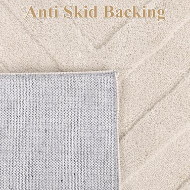 Килим для вітальні SHACOS з коротким ворсом, 120x160 см, бежевий, геометричний, з 3D ефектом, антиковзаючі