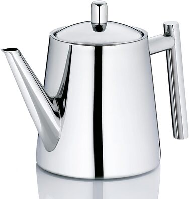 Kela Teapot with infuser, stainless steel teapot ANCONA, teapot for loose leaf tea and tea bags, tea maker, silver (0.9 L)