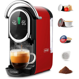 Кавомашина капсульна Magician1 Mini 5в1 для Nespresso, Dolce Gusto, Lavazza A Modo Mio, ESE 44, кавової гущі | 20 bar, 1450 W, LED-дисплей, 7 рівнів води | для дому та офісу, червона