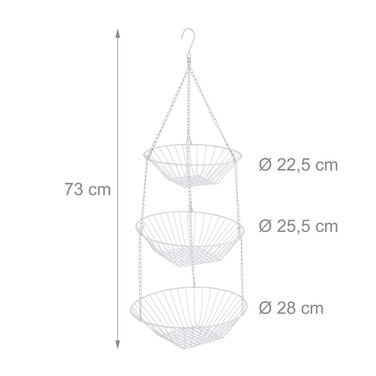 Relaxdays Hanging Fruit Basket in White