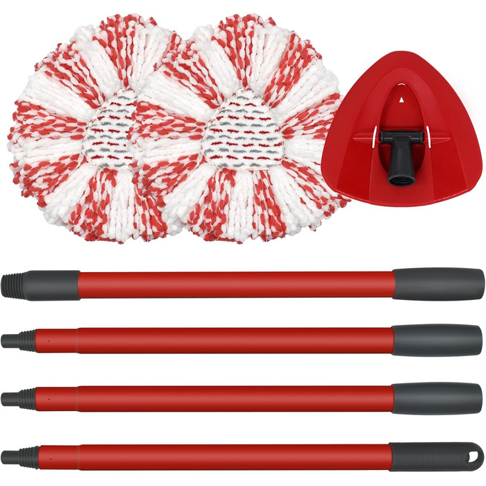 DLAIMI Replacement Mop Heads for Turbo 3-in-1, Floor Wiper Set Compatible with Vileda EasyWring&Clean, Mop Replacement Cover, 2 Mop Heads +1 Handle +1 Mop Base for mop, Mop Set Accessories