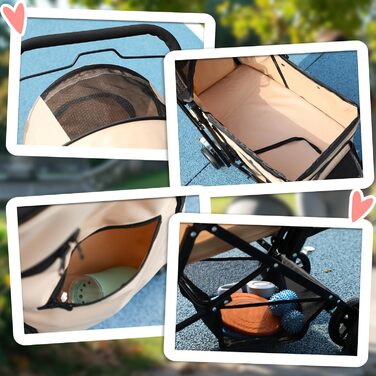 PawHut Будь-куди: Візок для собак і котів, Pet Stroller, коричневий, 76,5 x 52 x 95 см