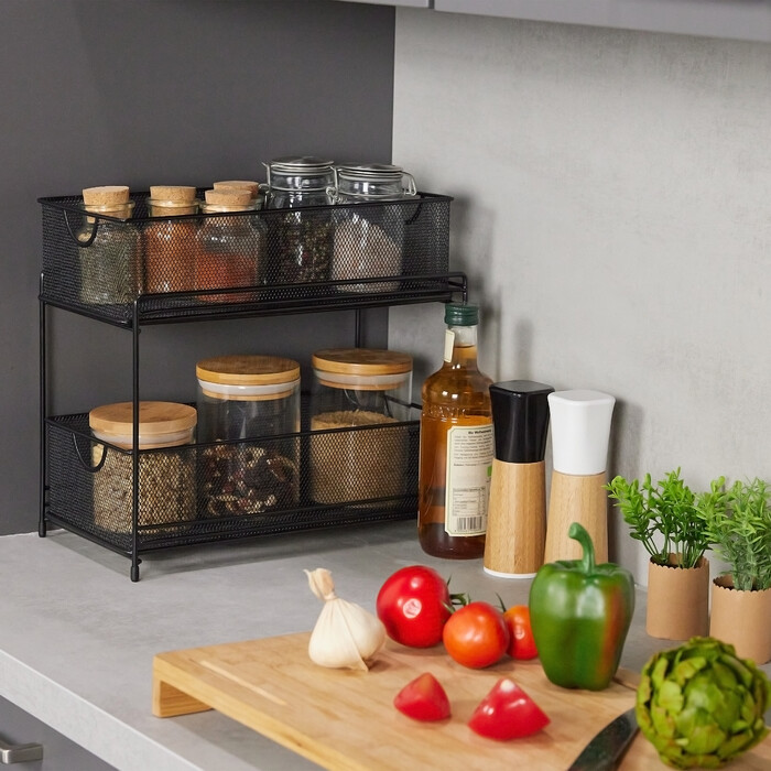 Relaxdays Kitchen Organizer with 2 Pull-Out Baskets