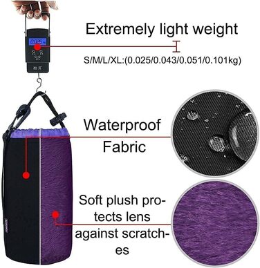 Набір чохлів для об'єктивів Cwatcun з неопрену (4 шт.) - для Canon, Nikon, Sony, Pentax, Panasonic, Fuji, Tamron, Sigma