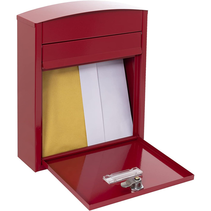 Поштова скринька ARREGUI Compact E5731 сталева, біла (червона) S (DIN A5), настінна, водонепроникна, з табличкою для імені, 2 ключі, проста установка