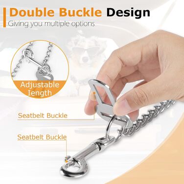 Нашийник для собак з кріпленням до авто, безпечний поводок-ремень, нержавіюча сталь 304, 105 см