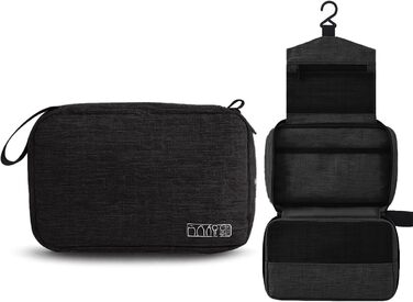 Чоловіча сумка-органайзер для туалетних аксесуарів, чорна. Складана водонепроникна дорожня сумка-органайзер з гачком