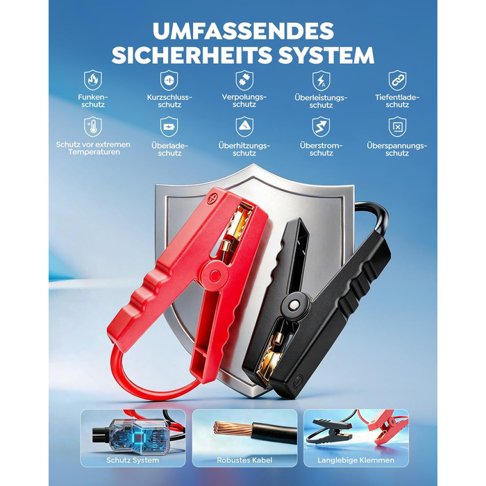 Пусковий пристрій UTRAI 7000A з компресором 160 PSI та Powerbank для авто (бензин, дизель до 12л), магнітний ліхтар 1000 Лм, 18 Вт, червоний