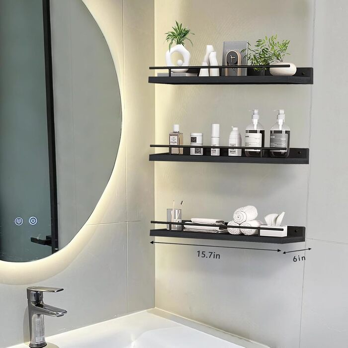 Настінна полиця Wandregal чорного кольору, 3 шт. - полиці для кухні, вітальні, спальні, офісу