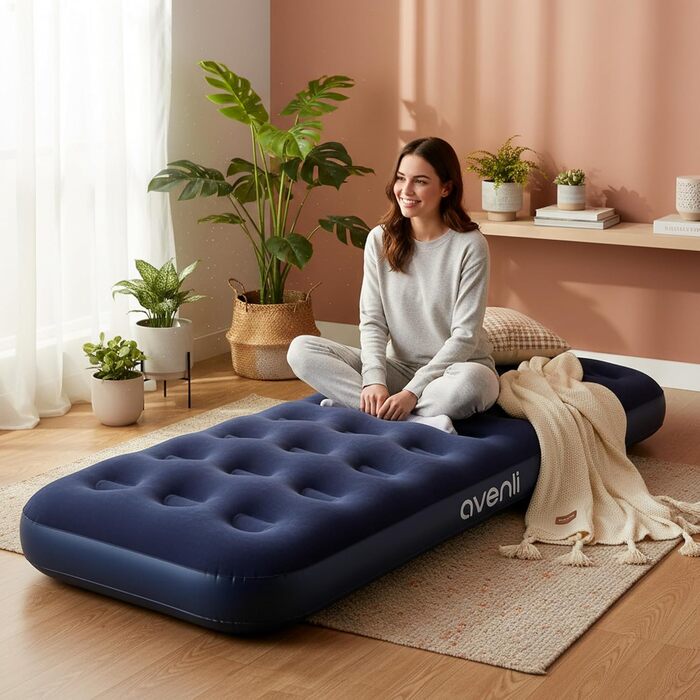 Надувний матрац Avenli для кемпінгу, 191x73x22 см з насосом для 1 особи - гостьовий матрац, флоксована поверхня
