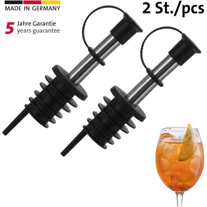 Виливний для пляшок Westmark 2 - Inox Eco-Pour, нержавіюча сталь, з кришкою, чорний/хромований